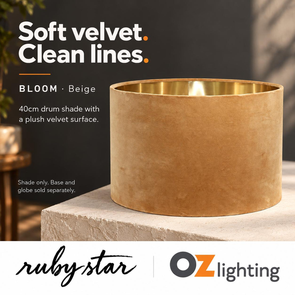 Ruby Star BLOOM Drum Shade - 40cm, Beige-RUBY STAR-Ozlighting.com.au