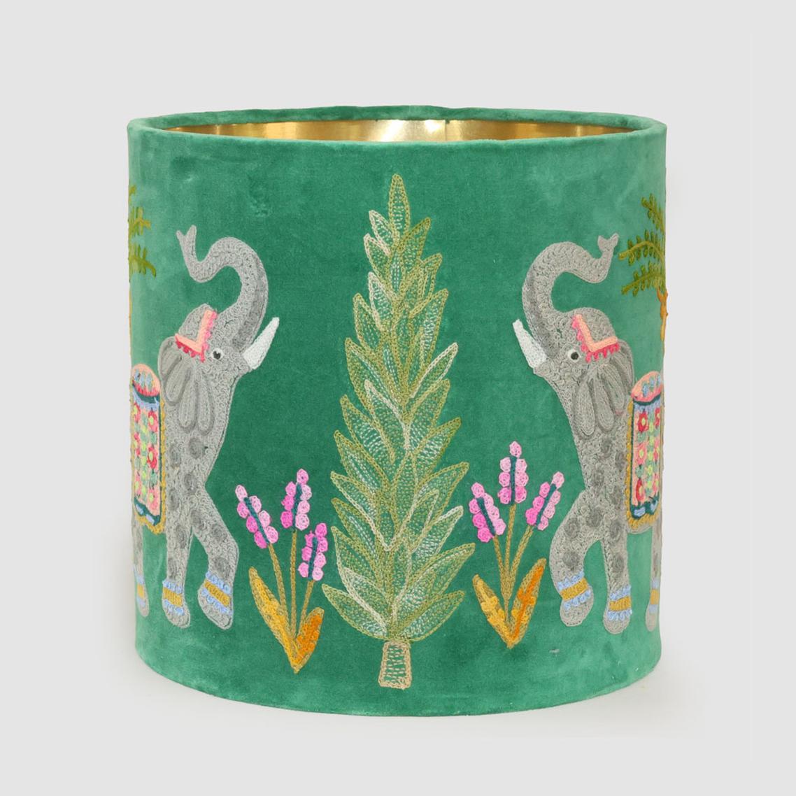 Ruby Star ELEPHANTS 30cm Drum Shade Green-RUBY STAR-Ozlighting.com.au