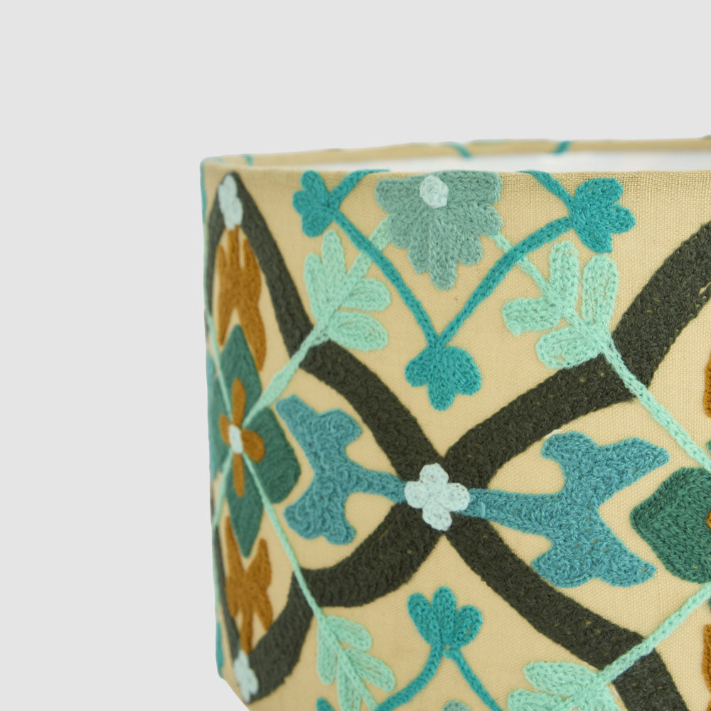 Ruby Star MOSAIC Cotton Drum Shade Turquoise Multi-RUBY STAR-Ozlighting.com.au
