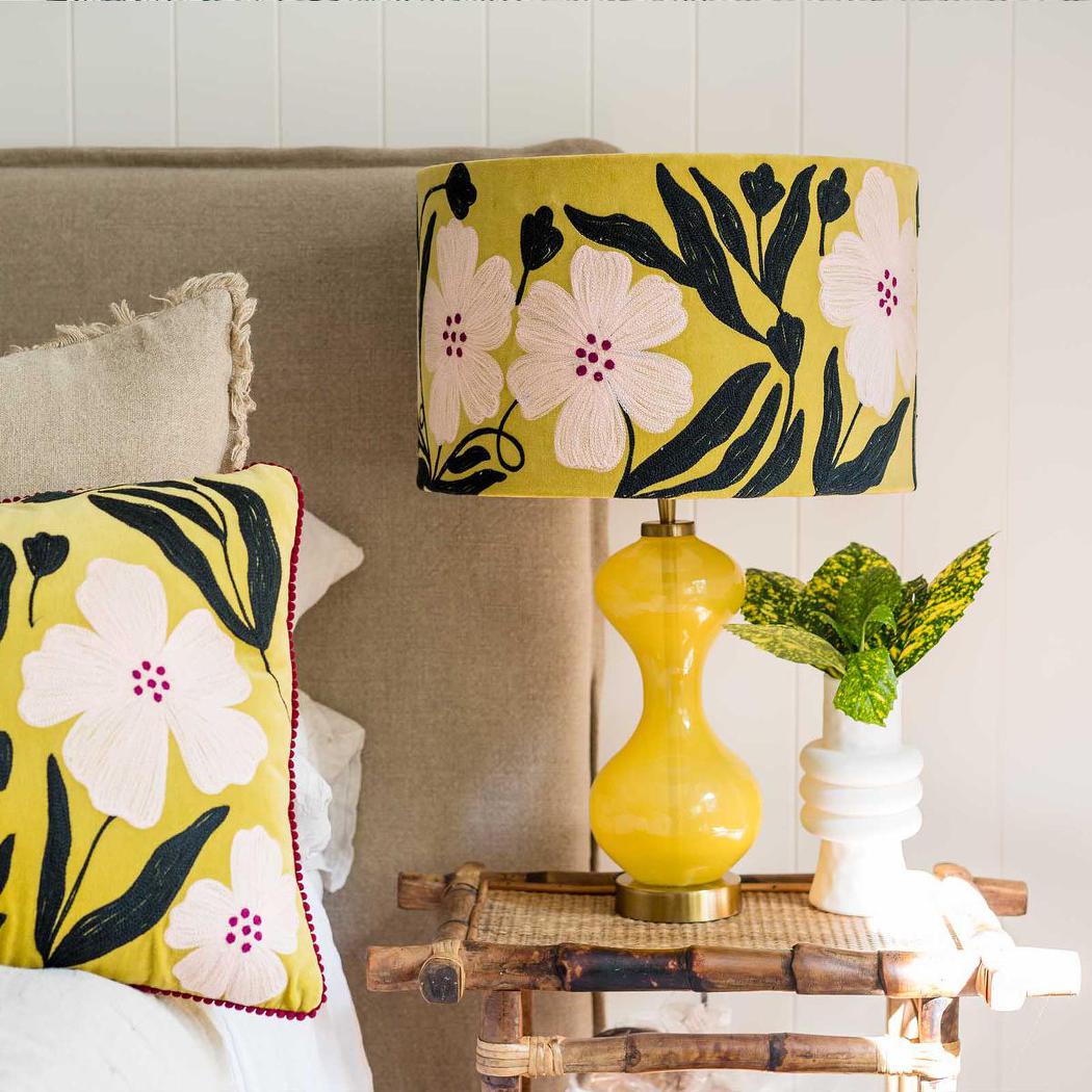 Ruby Star POPPY Velvet Drum Shade Lime Multi-RUBY STAR-Ozlighting.com.au