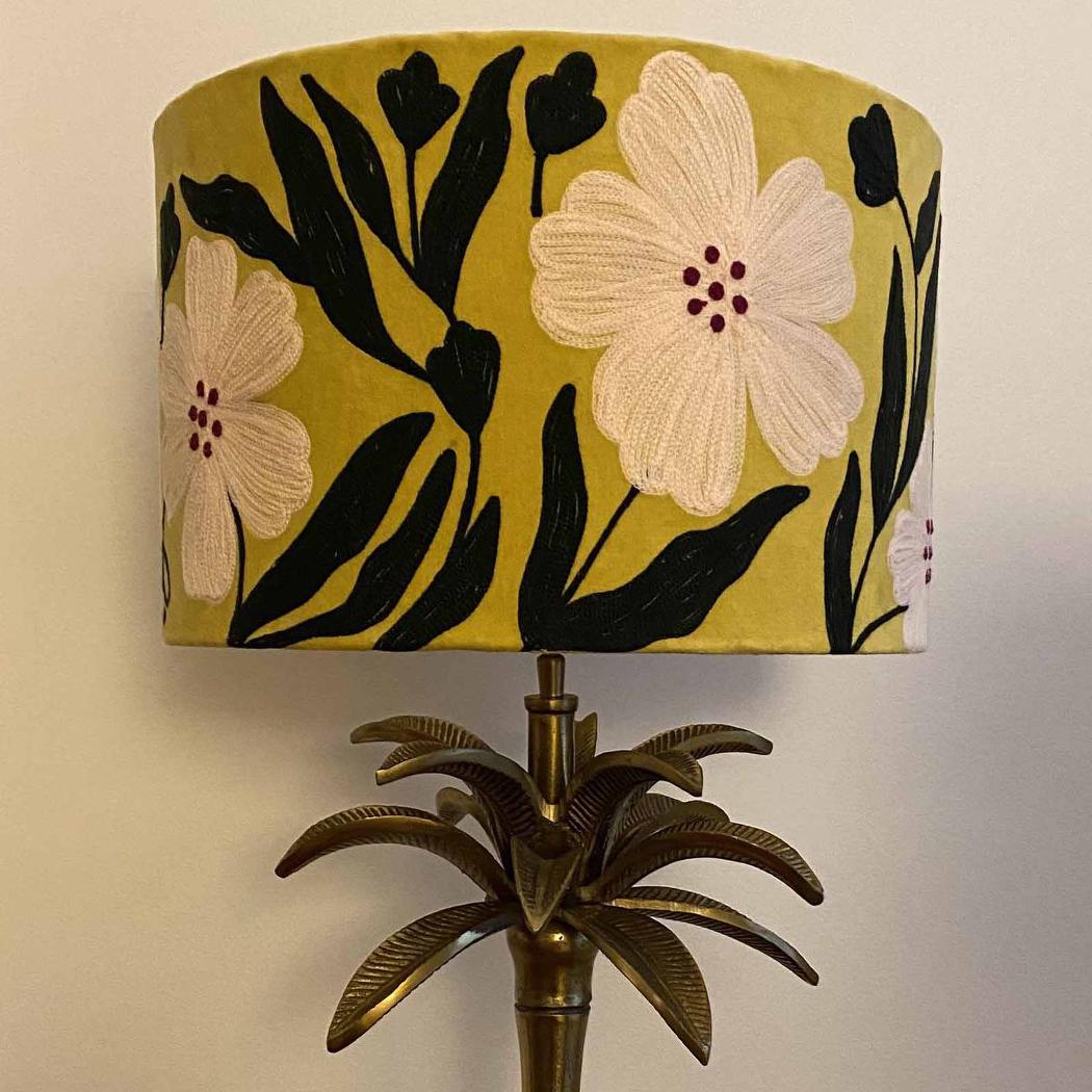Ruby Star POPPY Velvet Drum Shade Lime Multi-RUBY STAR-Ozlighting.com.au
