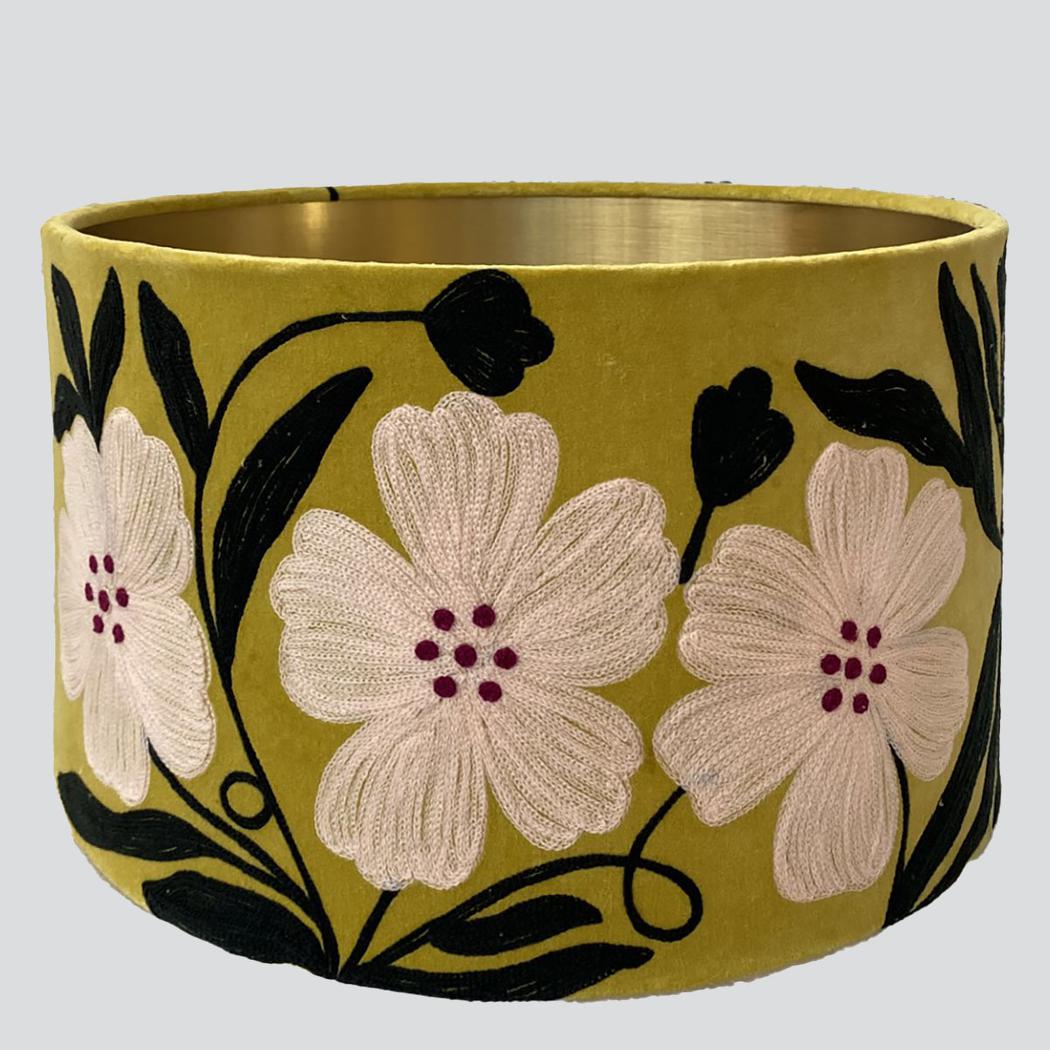 Ruby Star POPPY Velvet Drum Shade Lime Multi-RUBY STAR-Ozlighting.com.au