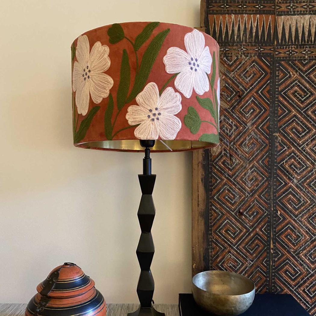 Ruby Star POPPY Velvet Drum Shade Rust Multi-RUBY STAR-Ozlighting.com.au