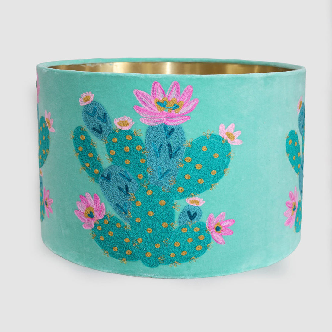 Ruby Star PRICKLY PEAR CACTUS 40cm Drum Shade Teal-RUBY STAR-Ozlighting.com.au