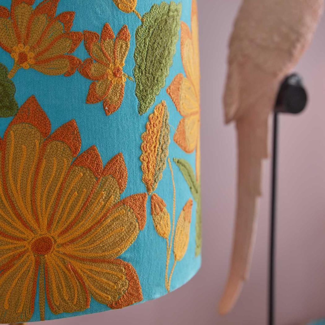 Ruby Star SUNFLOWER Drum Shade 30x30cm Aqua-RUBY STAR-Ozlighting.com.au
