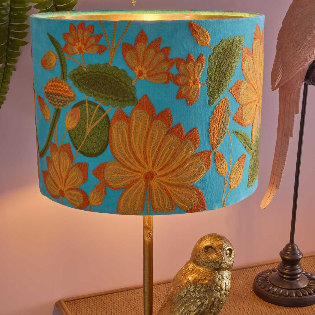 Ruby Star SUNFLOWER Drum Shade 40x25cm Aqua-RUBY STAR-Ozlighting.com.au