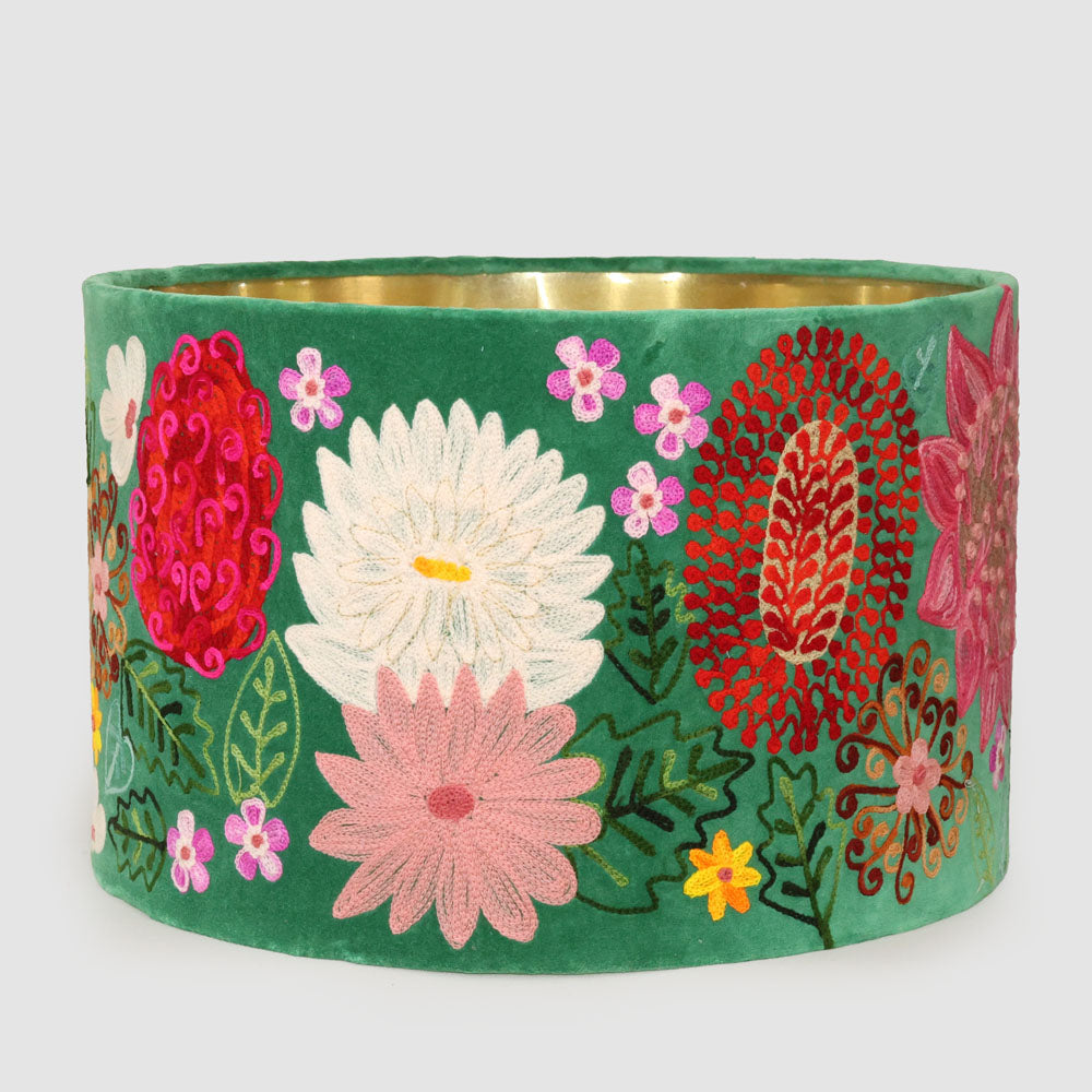 Ruby Star WILDFLOWER 40cm Drum Shade Green-RUBY STAR-Ozlighting.com.au