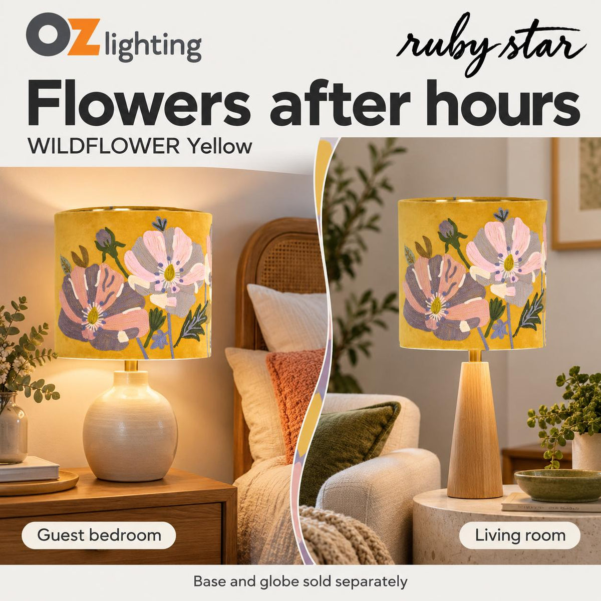 Ruby Star WILDFLOWER Drum Shade - Velvet, Yellow Multi-RUBY STAR-Ozlighting.com.au