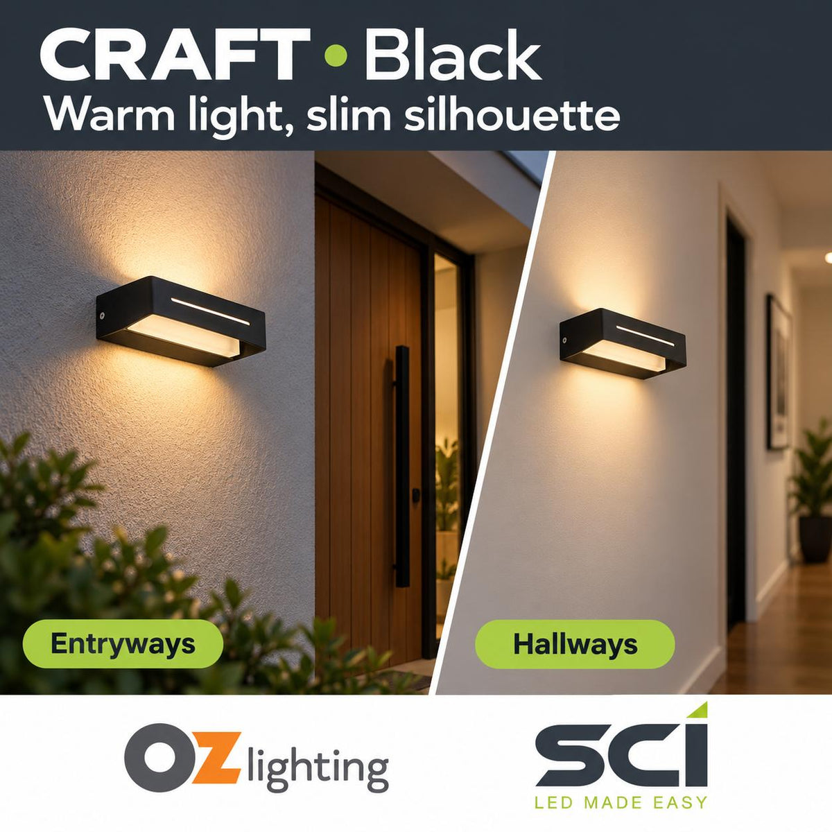SCI CRAFT LED Up/Down Wall Light - 7W, 3000K, IP54-SCI-Ozlighting.com.au