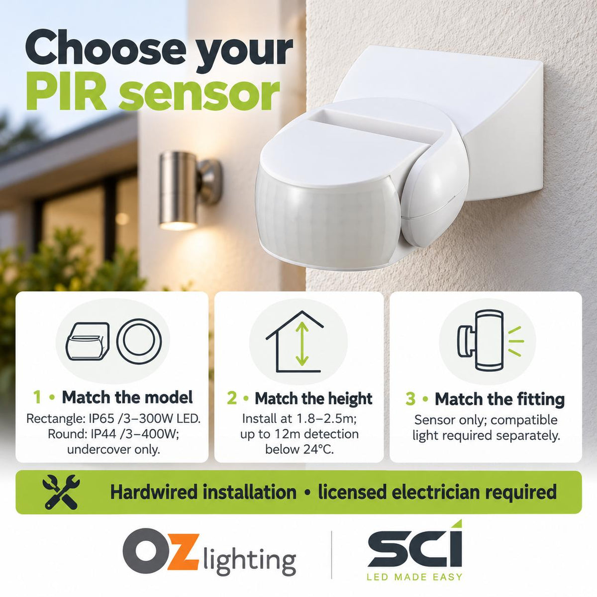 SCI SENSOR Sensor - Wall/Ceiling Mounted Outdoor PIR-SCI-Ozlighting.com.au