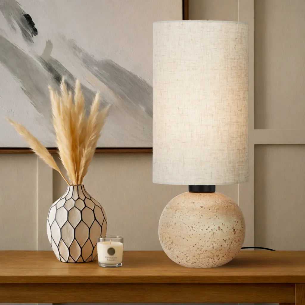 Telbix AMADOR Cast Table Lamp - Stone, Beige-Telbix-Ozlighting.com.au