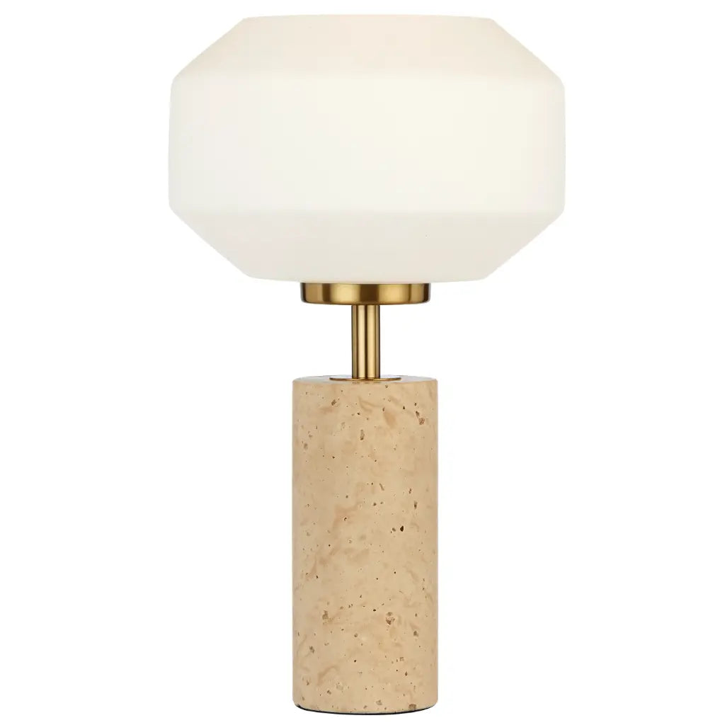 Telbix DEANA Table Lamp - Travertine, Beige / Opal Matt-Telbix-Ozlighting.com.au