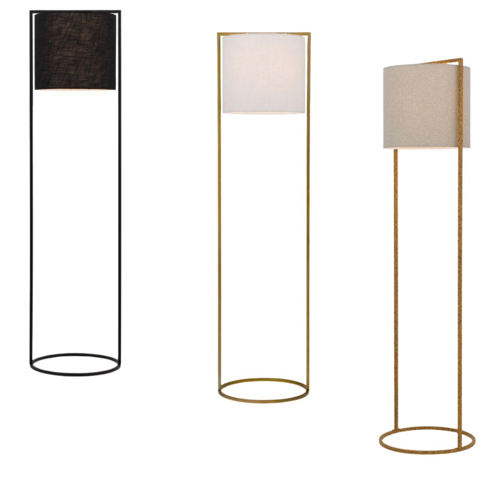 Telbix LOFTUS Floor Lamp - Modern-Industrial Boxed Iron & Linen-Telbix-Ozlighting.com.au