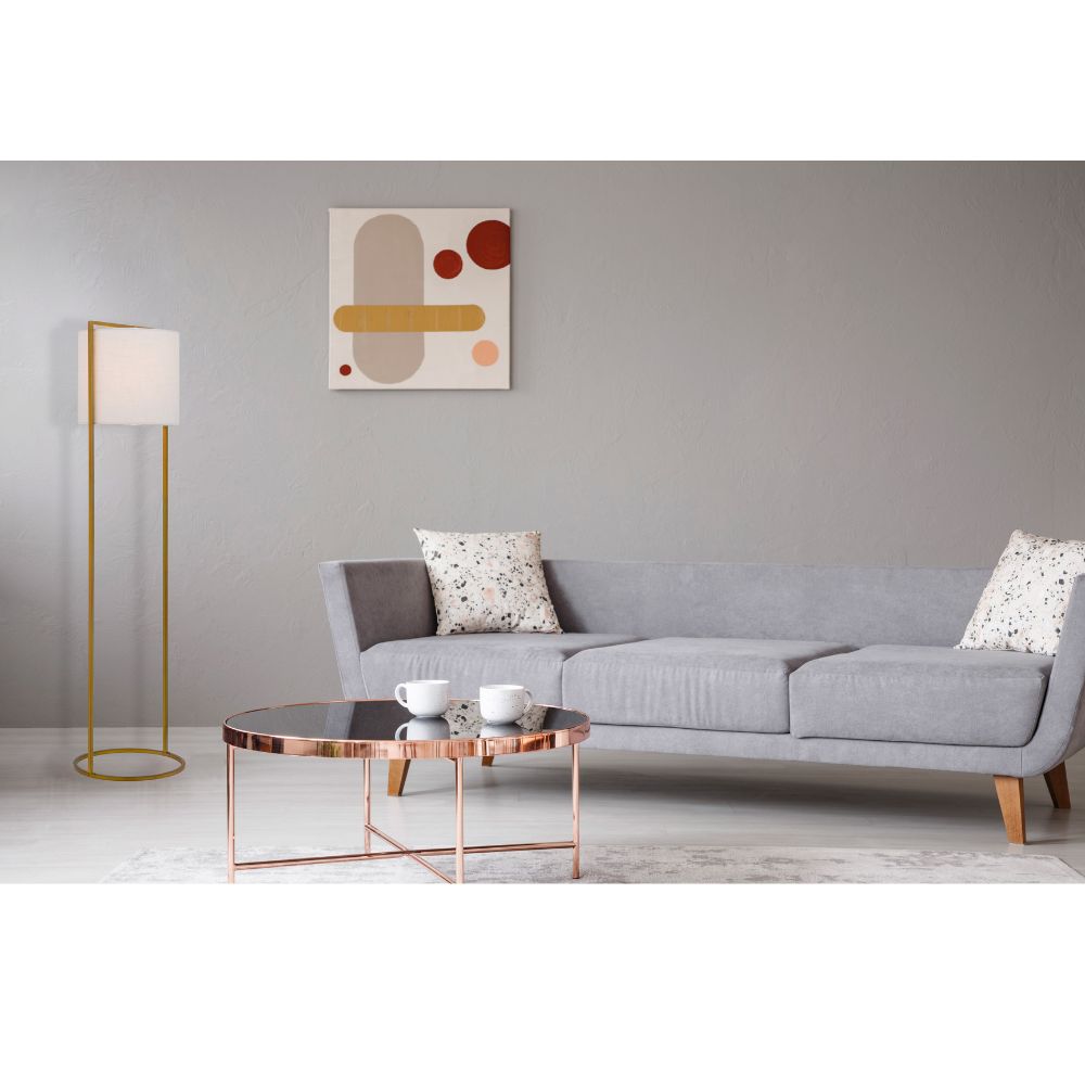 Telbix LOFTUS - Modern-Industrial Boxed Iron & Linen Floor Lamp-Telbix-Ozlighting.com.au