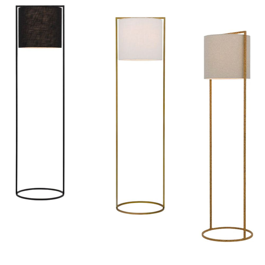 Telbix LOFTUS - Modern-Industrial Boxed Iron & Linen Floor Lamp-Telbix-Ozlighting.com.au