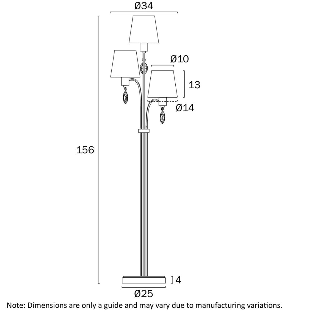 Telbix MALVERN 3 Floor Lamp - Max. 75W Total-Telbix-Ozlighting.com.au