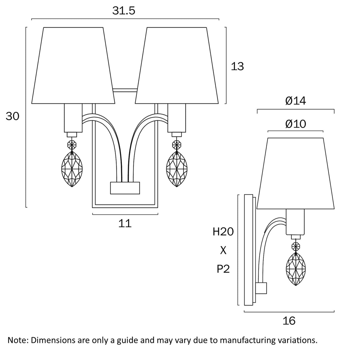 Telbix MALVERN Wall Light - Max. 50W Total-Telbix-Ozlighting.com.au