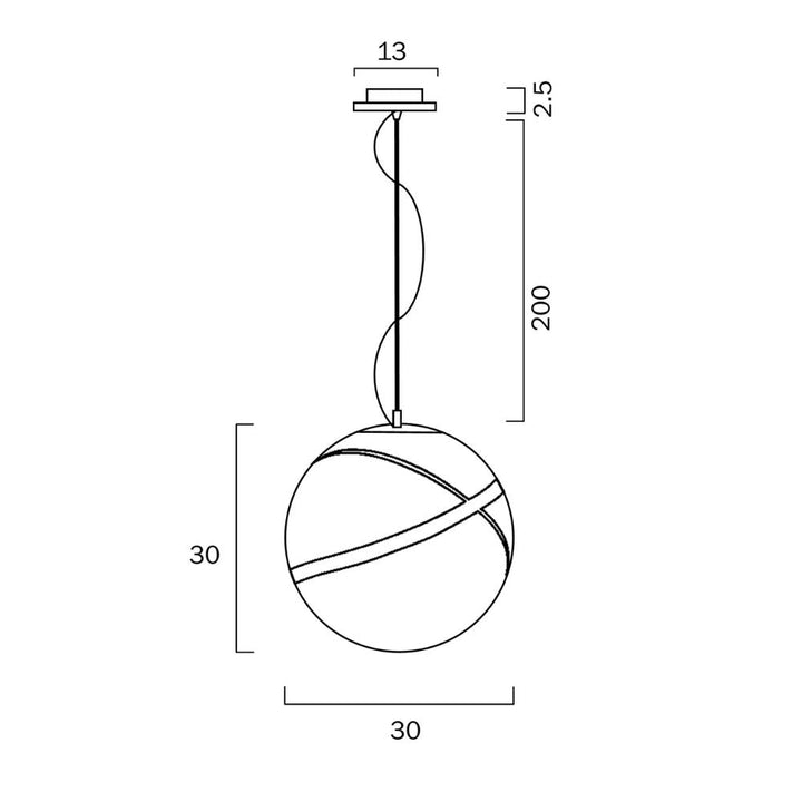 Telbix MATRIX 30 - 1 Light Art Glass & Metal Pendant-Telbix-Ozlighting.com.au