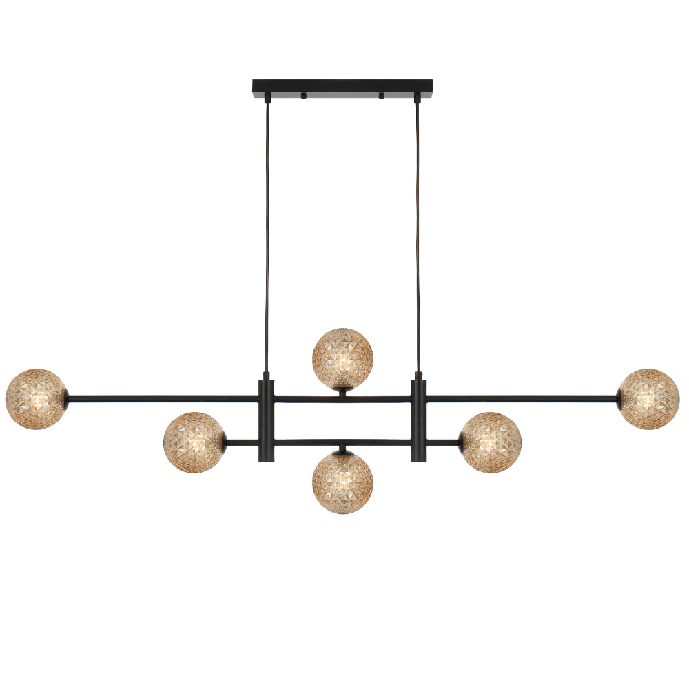 Telbix TYSON Pendant - 6-Light Glass, Black-Telbix-Ozlighting.com.au
