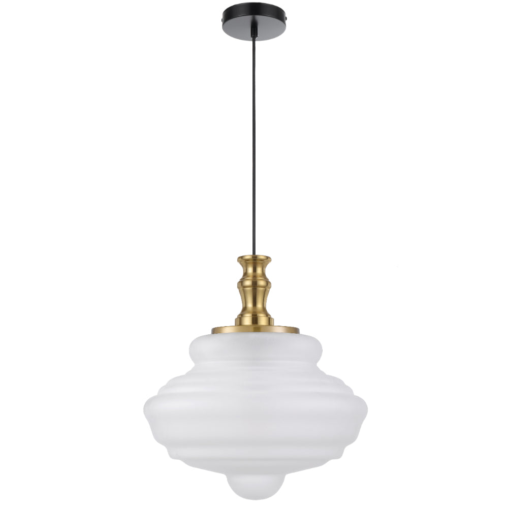 Telbix VERDUN Pendant - 40cm Frosted Glass, Antique Gold / Frost-Telbix-Ozlighting.com.au