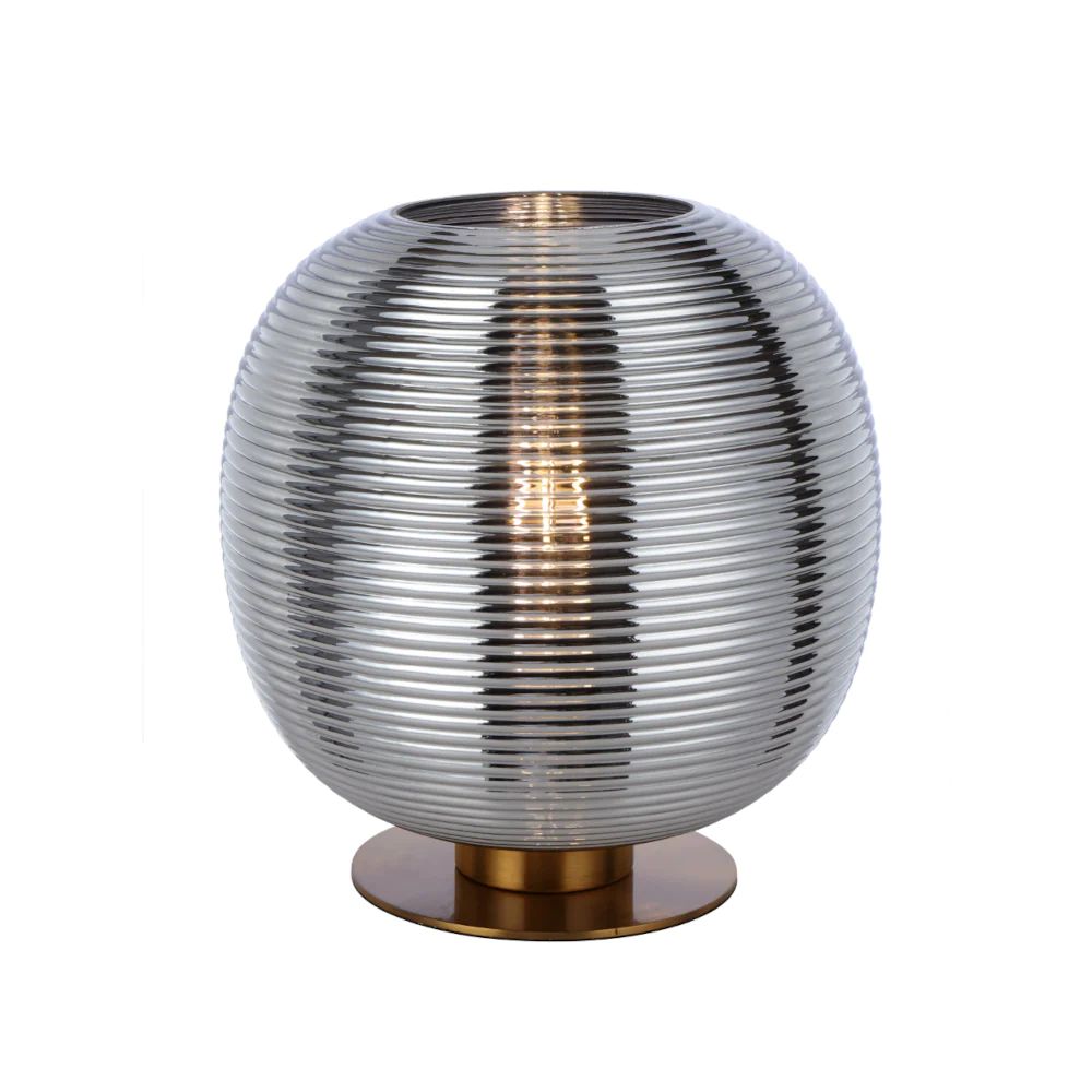 Telbix VIKEN Table Lamp - Mouth Blown Concentric Ribbed Glass-Telbix-Ozlighting.com.au