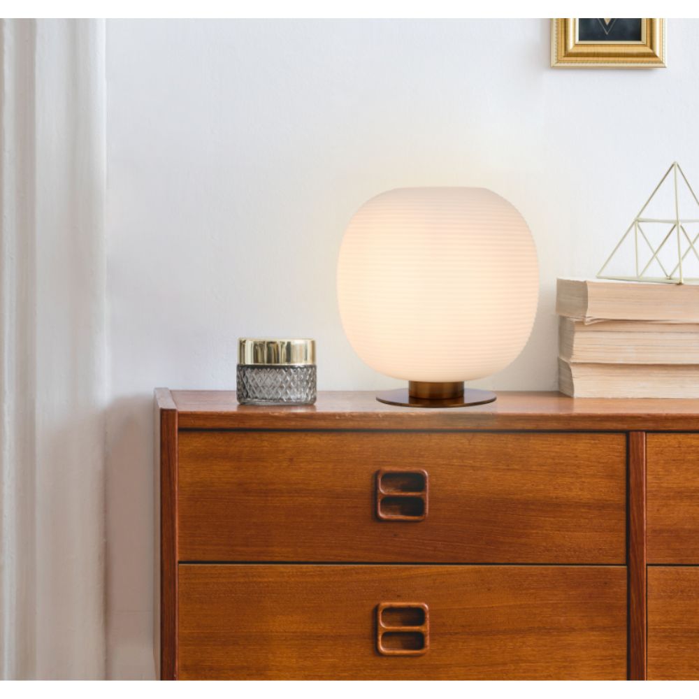 Telbix VIKEN Table Lamp - Mouth Blown Concentric Ribbed Glass-Telbix-Ozlighting.com.au