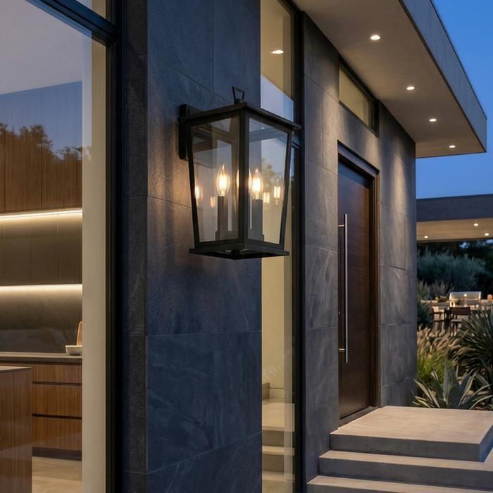 Vencha Trinity W3 Outdoor Wall Light - Black, Large-Vencha-Ozlighting.com.au