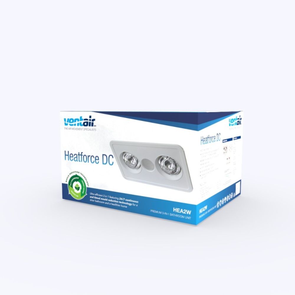 Ventair HEATFORCE - 2/4 DC Bathroom LED Downlight-Ventair-Ozlighting.com.au