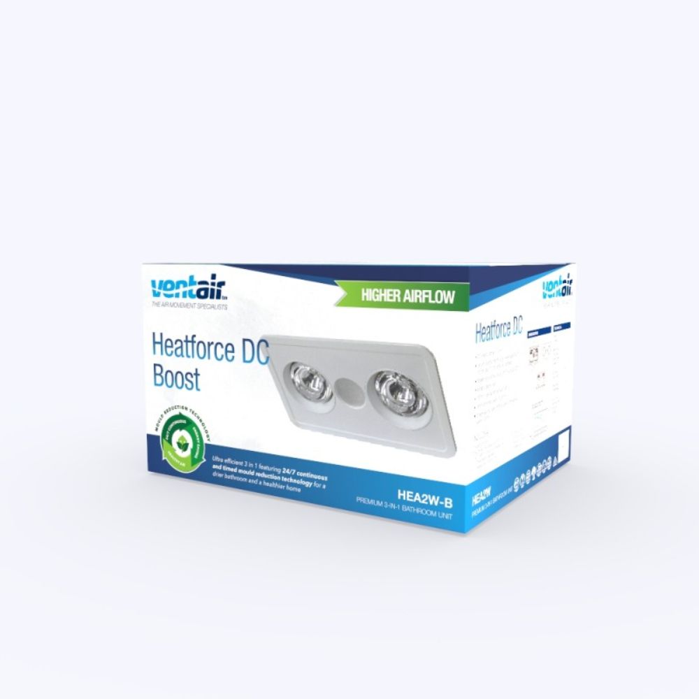 Ventair HEATFORCE BOOST - 2/4 DC Bathroom LED Downlight-Ventair-Ozlighting.com.au