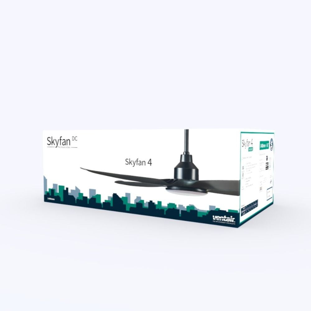 Ventair SKYFAN 4 - 4 Blade 56" 1400mm DC Ceiling Fan with Switchable CCT LED Light-Ventair-Ozlighting.com.au