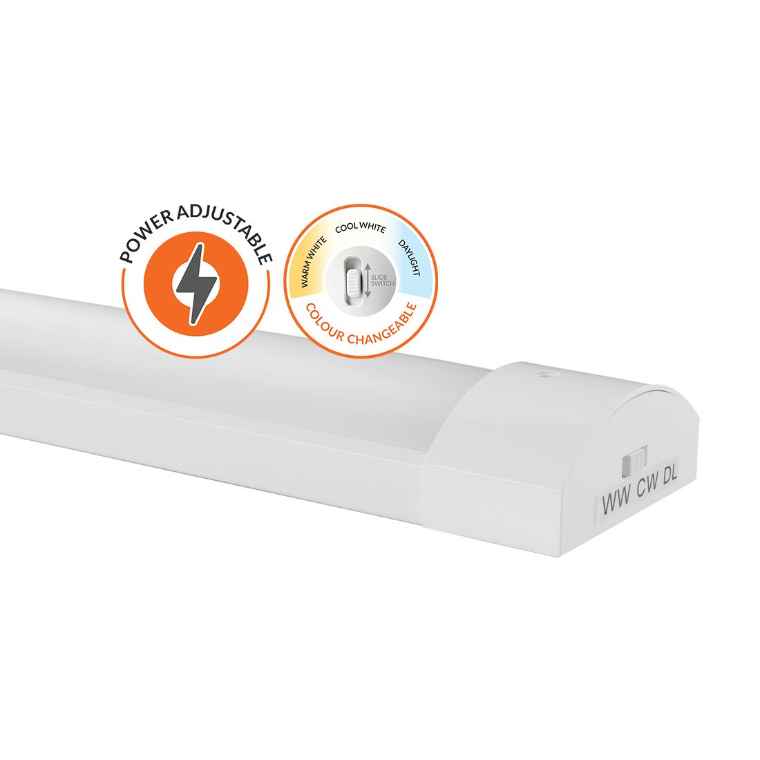 Vibe LED Batten Light - 10/20W, Tri-Colour, 2ft-Vibe Lighting-Ozlighting.com.au