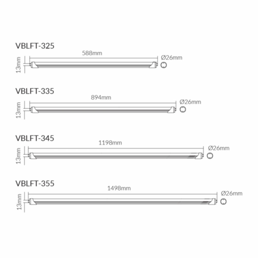 Vibe VBLFT-3X5-F T8 LED Tube - G13-Vibe Lighting-Ozlighting.com.au