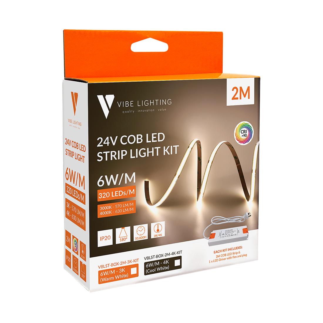 Vibe VBLST-BOX-2M-3K-KIT COB LED Strip Light Kit - 2m, 3000K-Vibe Lighting-Ozlighting.com.au