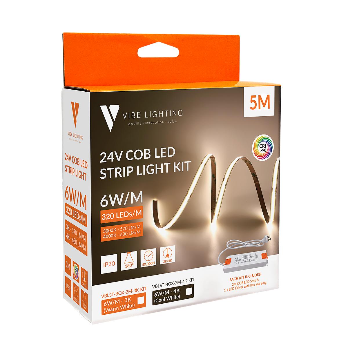 Vibe VBLST-BOX-5M-3K-KIT COB LED Strip Light Kit - 5m, 3000K-Vibe Lighting-Ozlighting.com.au