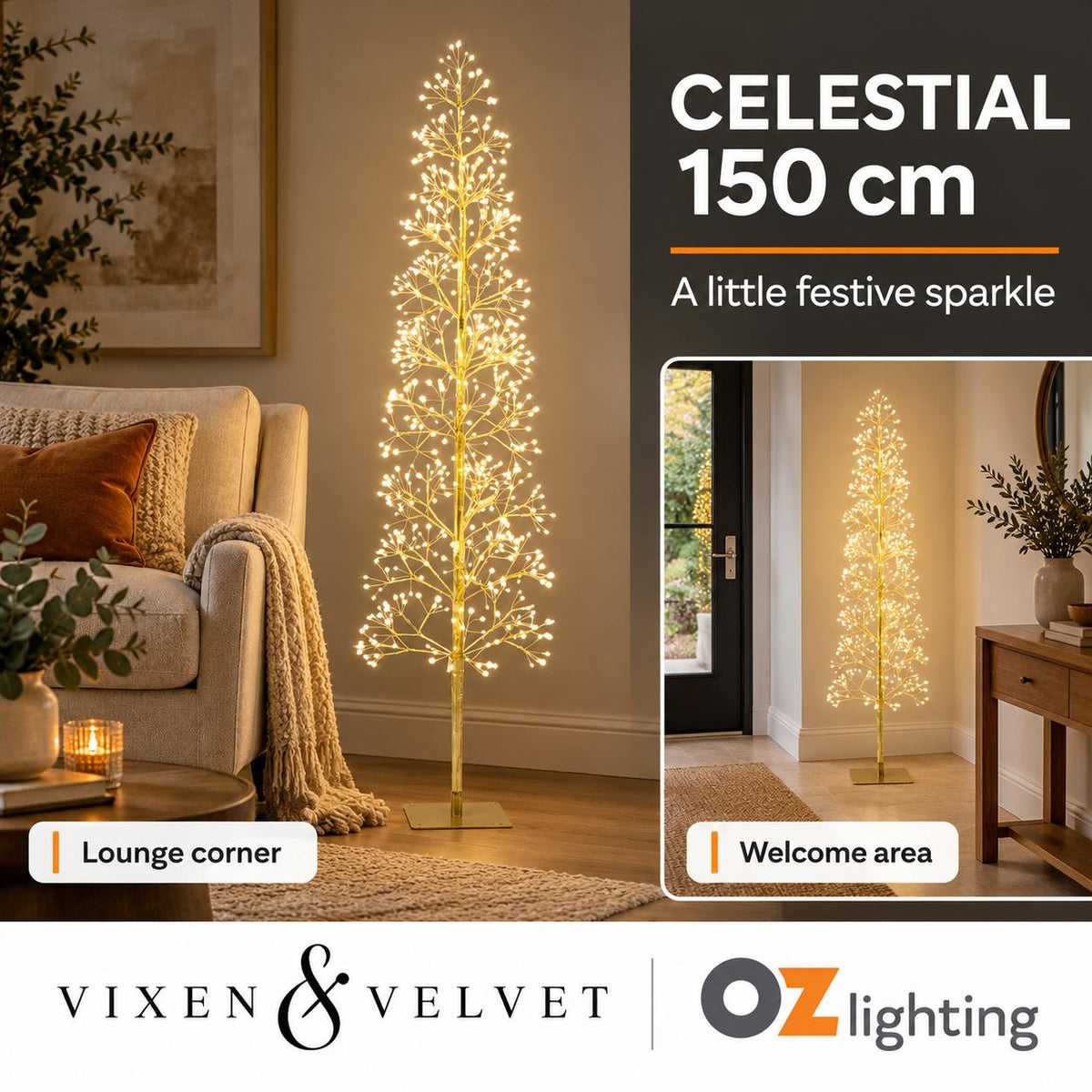 Vixen & Velvet CELESTIAL Twinkling LED Tree - 150cm, 708 LEDs-VIXEN & VELVET-Ozlighting.com.au