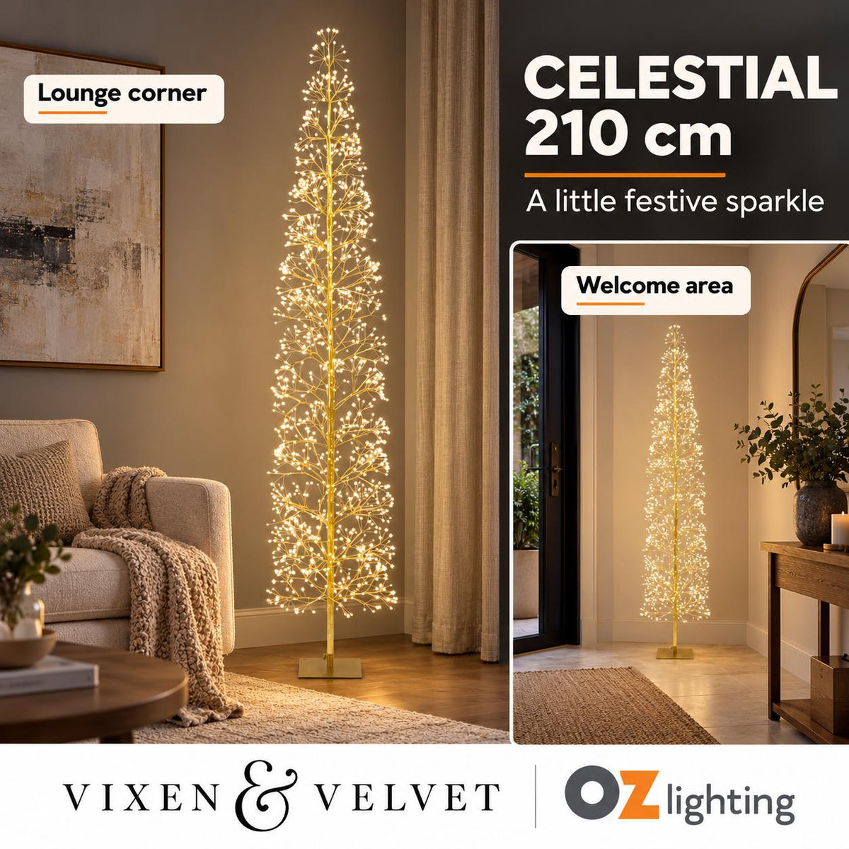 Vixen & Velvet CELESTIAL Twinkling LED Tree - 210cm, 1224 LEDs-VIXEN & VELVET-Ozlighting.com.au