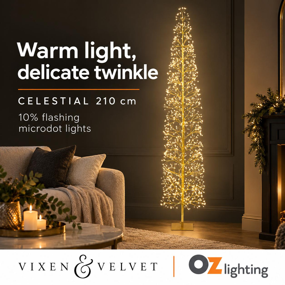 Vixen & Velvet CELESTIAL Twinkling LED Tree - 210cm, 1224 LEDs-VIXEN & VELVET-Ozlighting.com.au