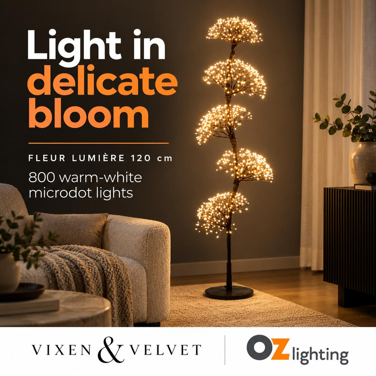 Vixen & Velvet FLEUR LUMIÈRE Multi Dandelion Light - Warm White, 120cm-VIXEN & VELVET-Ozlighting.com.au