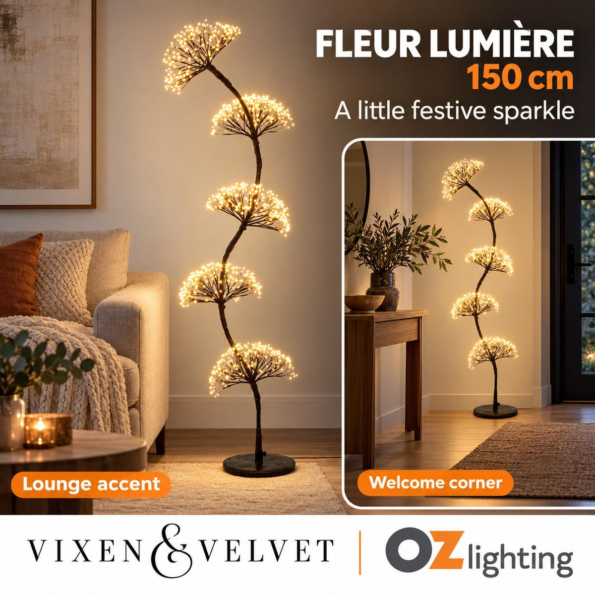 Vixen & Velvet FLEUR LUMIÈRE Multi Dandelion Light - Warm White, 150cm-VIXEN & VELVET-Ozlighting.com.au