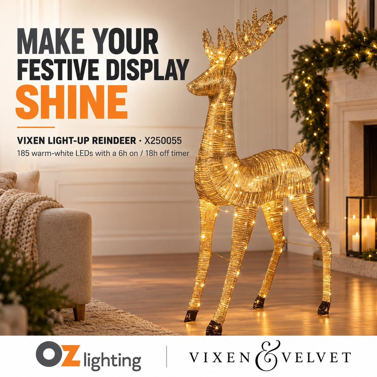 Vixen & Velvet VIXEN Light-Up Reindeer-VIXEN & VELVET-Ozlighting.com.au
