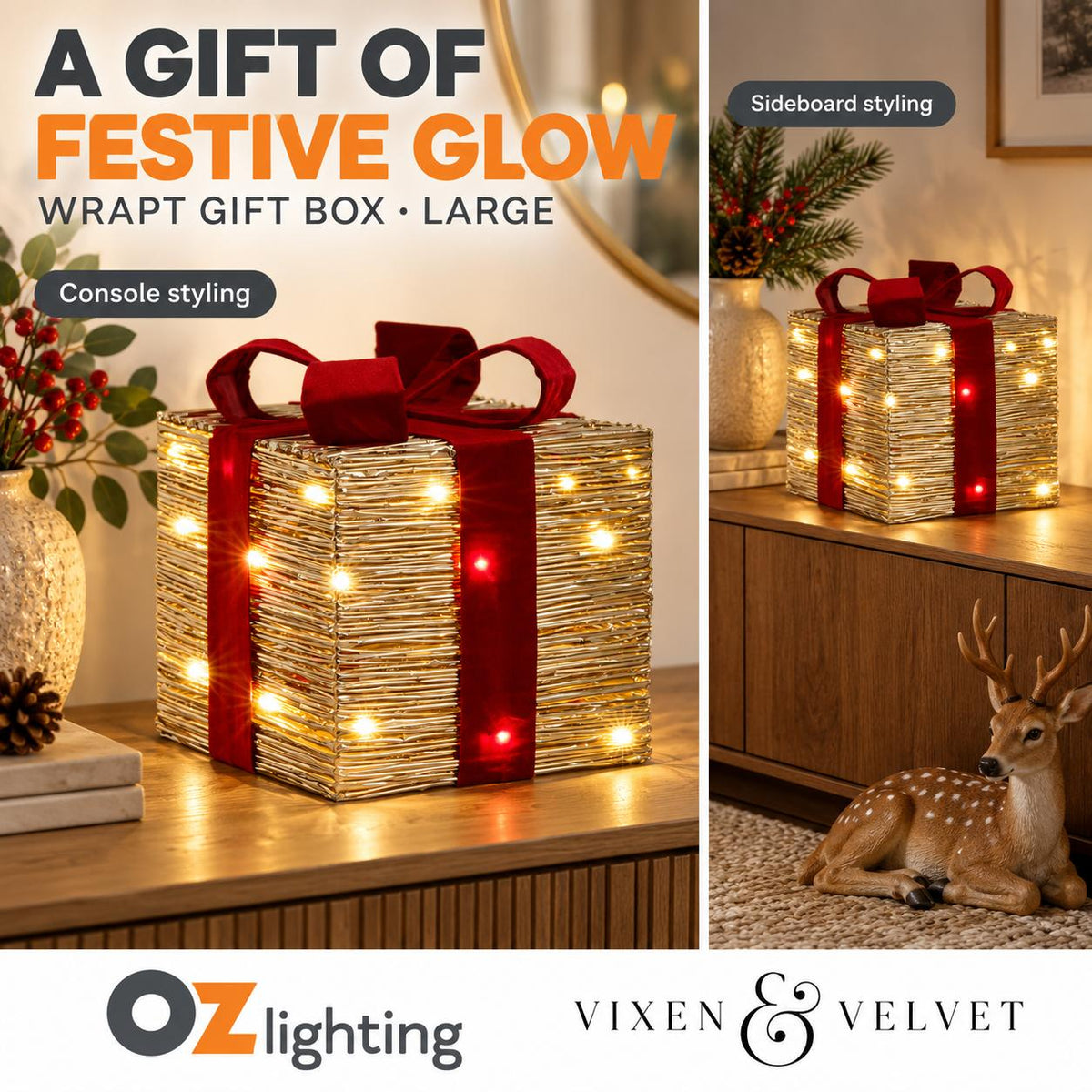 Vixen & Velvet WRAPT Light-Up Gift Box - Large-VIXEN & VELVET-Ozlighting.com.au