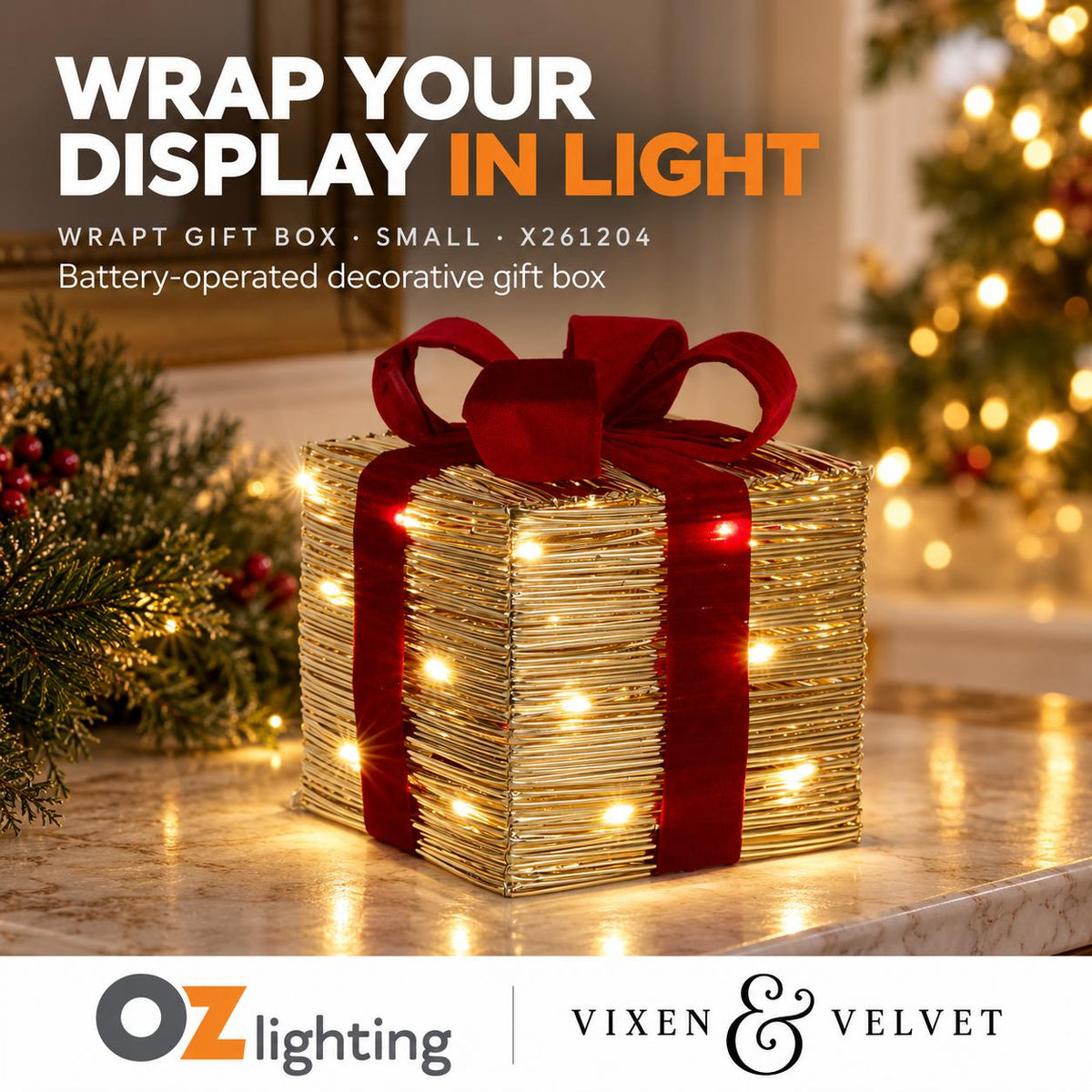 Vixen & Velvet WRAPT Light-Up Gift Box - Small-VIXEN & VELVET-Ozlighting.com.au