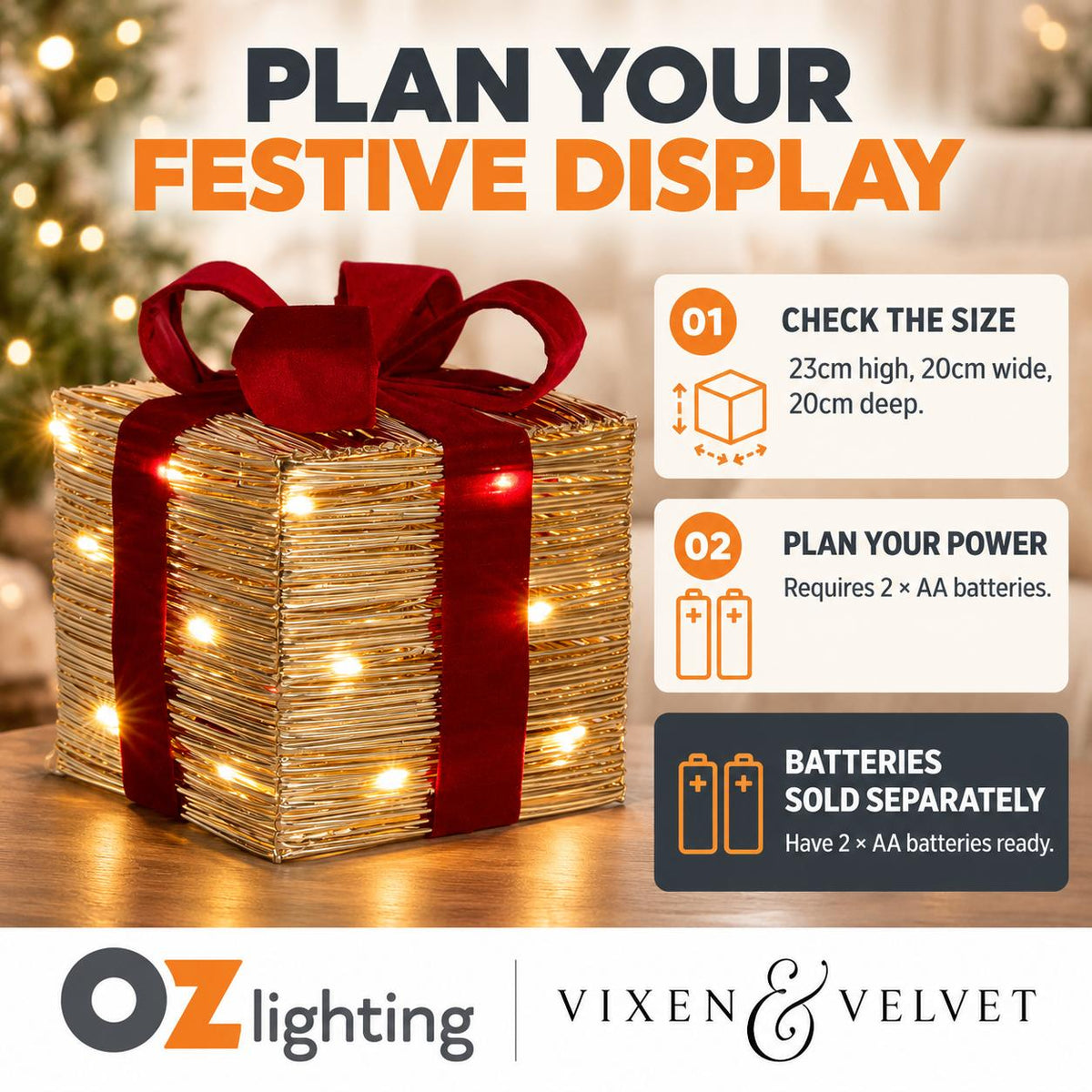 Vixen & Velvet WRAPT Light-Up Gift Box - Small-VIXEN & VELVET-Ozlighting.com.au