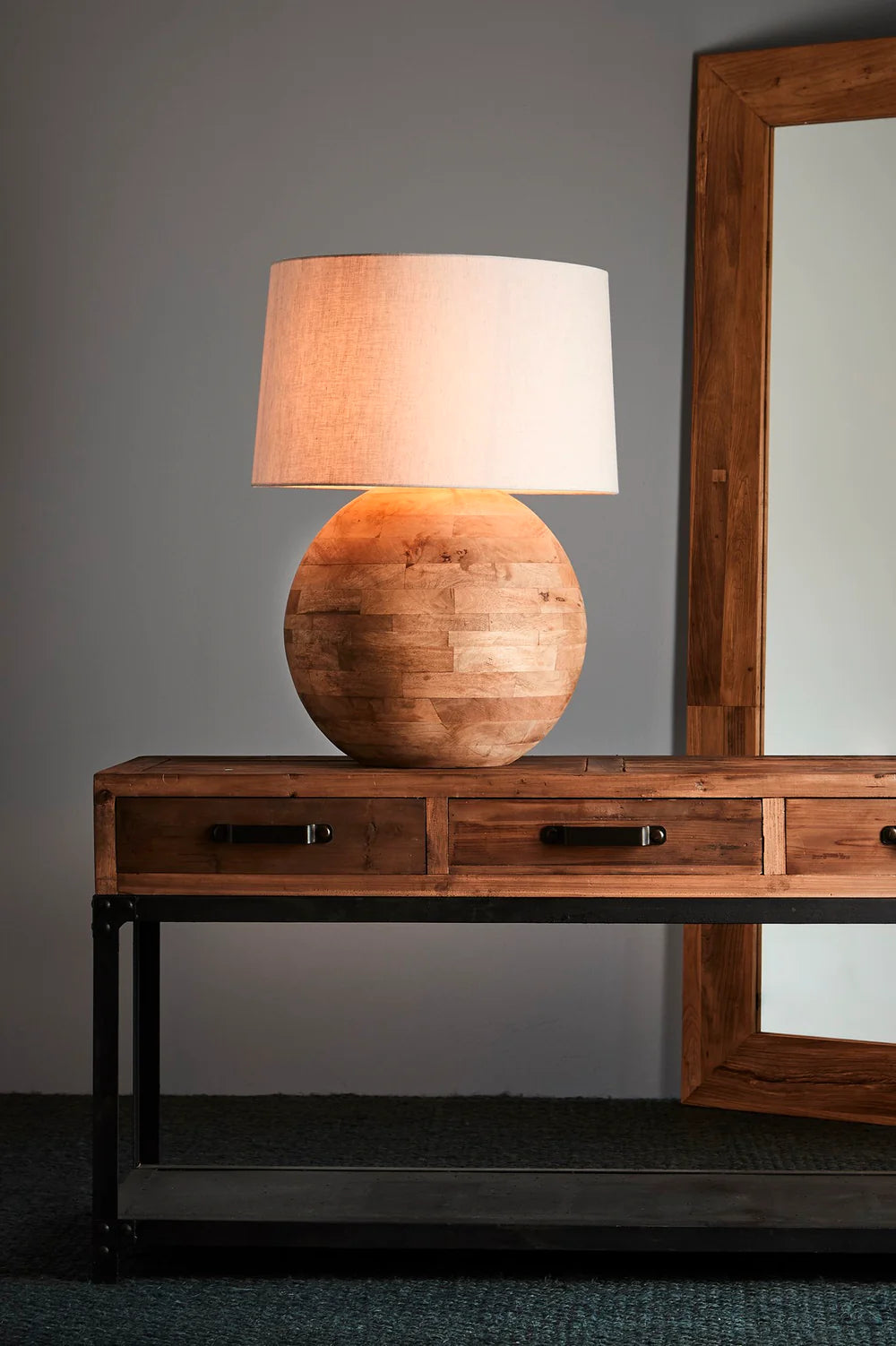Zaffero BOULE - Turned Blonde Mango Wood Natural Table Lamp-Zaffero-Ozlighting.com.au