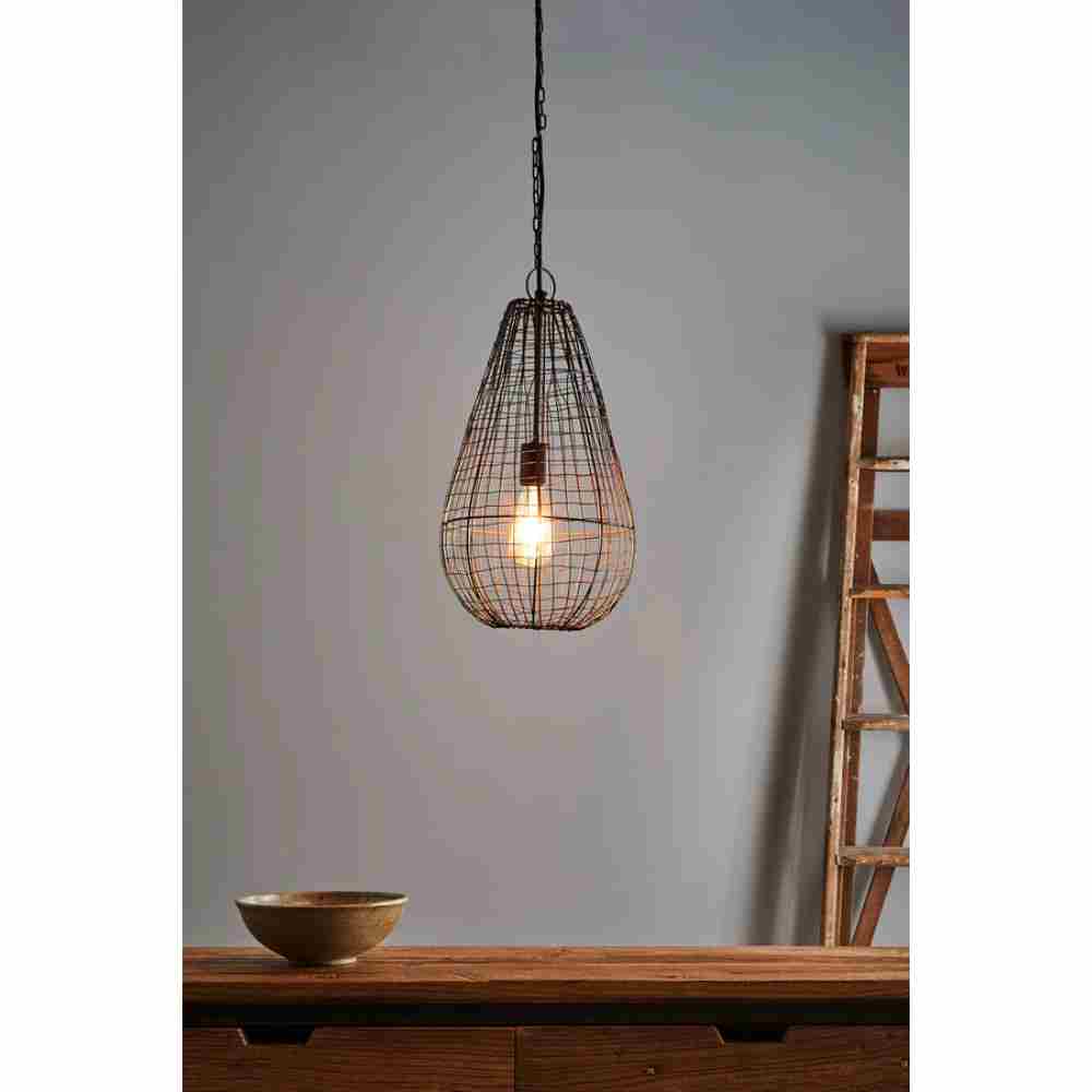 Zaffero CRAY Pendant - Antique Copper Open Wire Weave Teardrop-Zaffero-Ozlighting.com.au