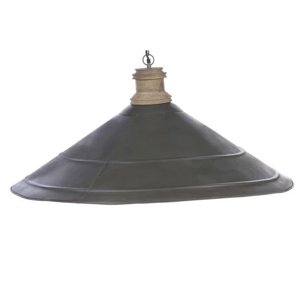 Zaffero HUDSON Pendant - Antique Zinc & Wood Extra Large Iron Dish-Zaffero-Ozlighting.com.au