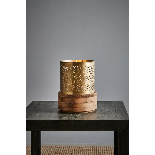 Zaffero SIENA - Perforated Iron & Wood Hurricane Desk Lamp-Zaffero-Ozlighting.com.au