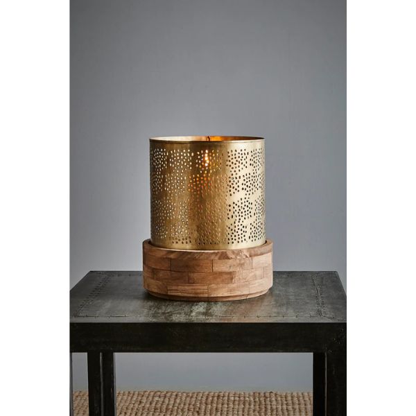 Zaffero SIENA - Perforated Iron & Wood Hurricane Desk Lamp-Zaffero-Ozlighting.com.au