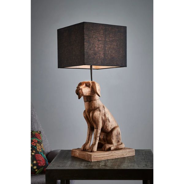 Zaffero THELMA - Hand Carved Wooden Dog Table Lamp-Zaffero-Ozlighting.com.au