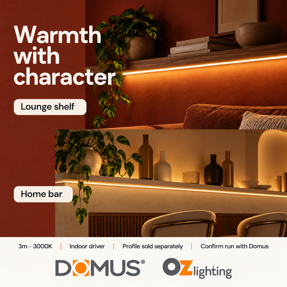 Domus PLEO-14.4-S 3m 3000K LED strip and driver bundle — marketing